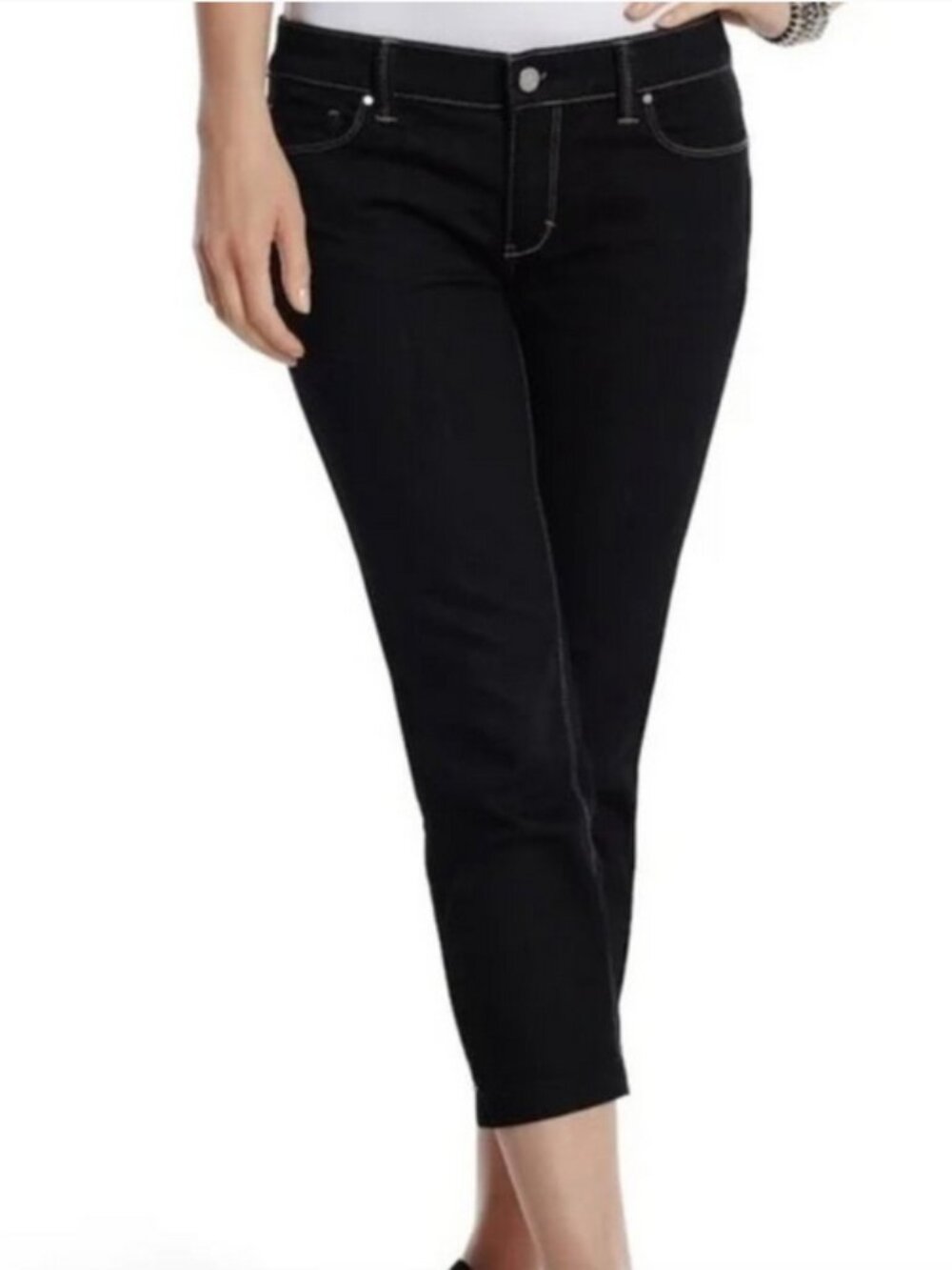 White House Black Market Cropped Blanc Jeans Black Size 6  NWOTS